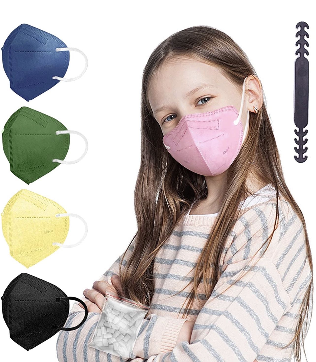 Mask Small Size, Colored Mask Individual Wrapped 20 Packs, Mask Soft with Adjustable Nose Clip for Small Face, 5 Ply Breathable Mask Comfortable Fit