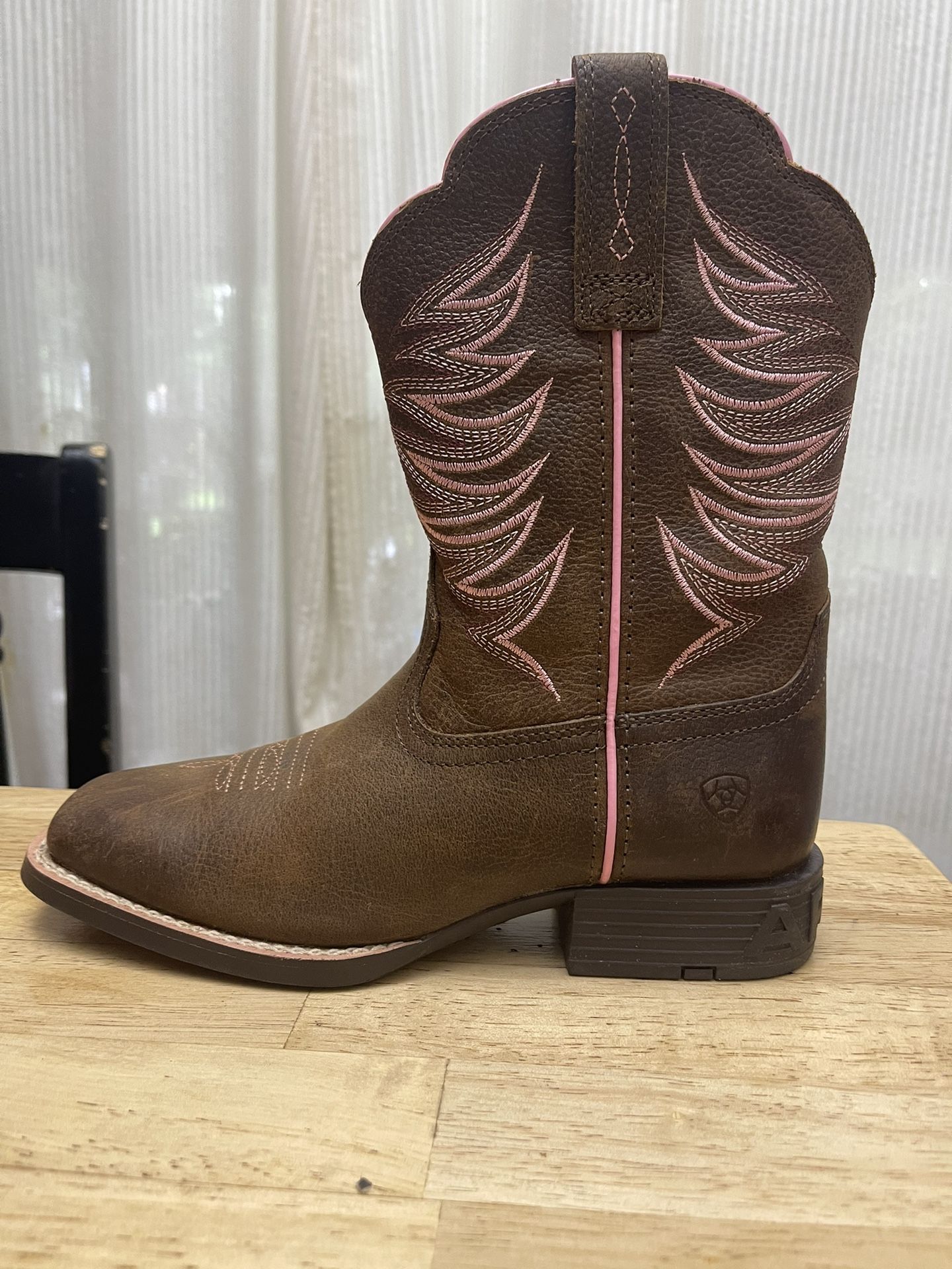 Ariat Kids Brown Pink Square Toe Cowboy Boots