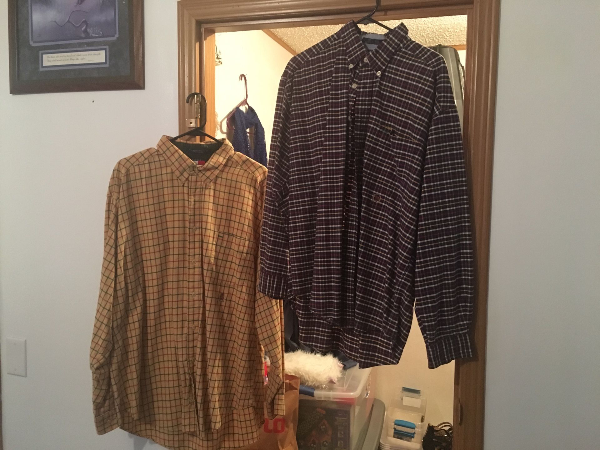 XL Long Sleeve Tommy Hilfiger shirts. $5 each or both for $8. Great condition, my husband just refuses to wear nice clothes.