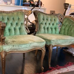 Antique Gold Baroque/ Rocco Style Chairs / Loveseat