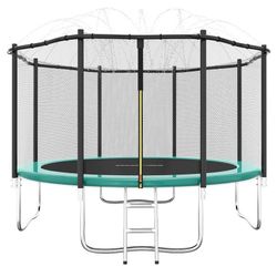 ACWARM HOME 12 FT Trampoline for Kids, Trampoline with  Safety Enclosure Net, Backyard Trampoline with Ladder, Outdoor Recreational Trampoline 