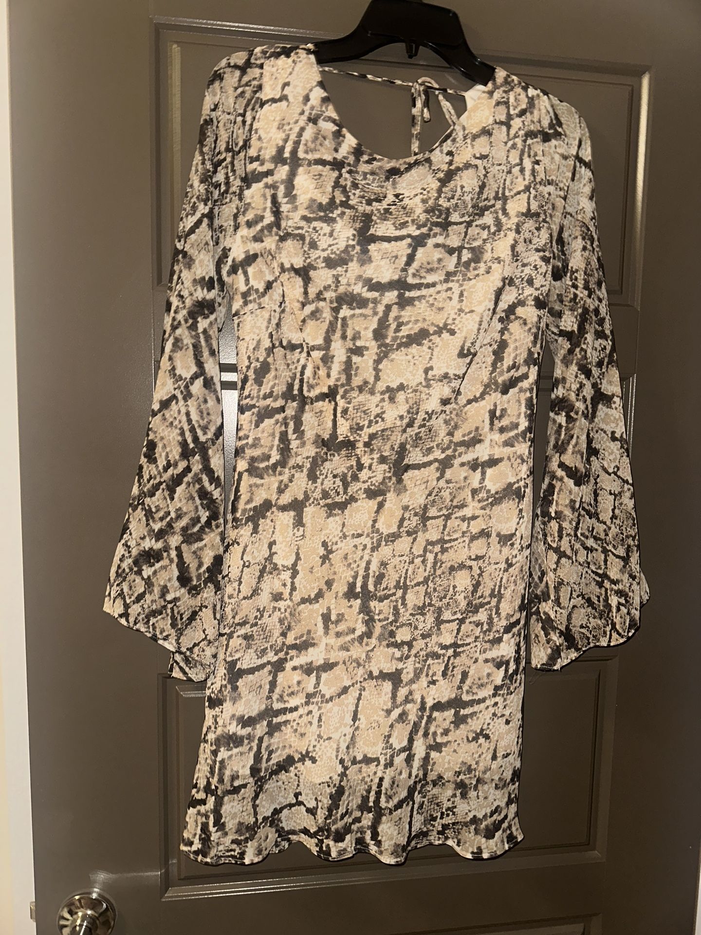 B Darlin Beige and Black Long Sleeve Dress