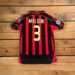 Milan 06/07 Paolo Maldini #3 Home Soccer Jersey Retro Rossoneri Men Size shirt