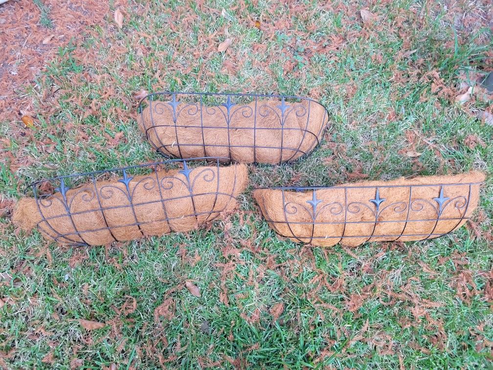 3 NEW Window/Deck Planter, Design: Classic Finial, Black, Powder-Coated, Steel, 8 in H, 30 in D