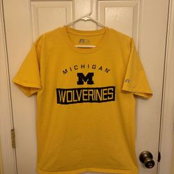 Michigan Wolverines Russell Athletic Vintage Yellow Y2K T-Shirt