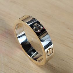 Gold Love Ring Stainless Steel Gold Plated