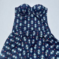 Navy Patterned Women's One Piece Swimsuit