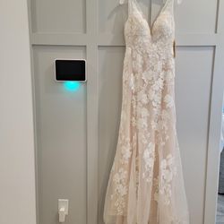 Ivory/Champagne Lace Wedding Dress - Size 2