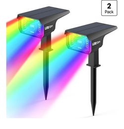 Solar Halloween Lights Outdoor Halloween Decorations Outdoor 2 Pack 40 LED RGB, Color Changing, Solar & USB Powered, IP65 Waterproof, 14 Colors Auto C