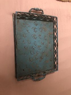 Teal decorative tray