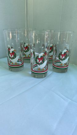 Christmas geese glass cups set of 5
