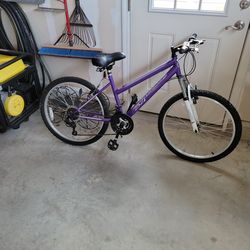 24"  -  18 SPEED Girl's Bicycle (2)  Bicycle Ceiling Hangers  And  (2) Bicycle Helmets All For $55.00