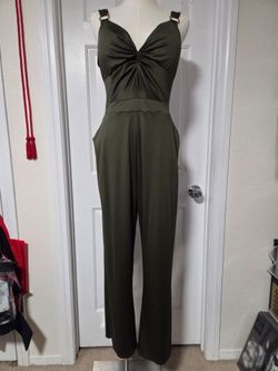 Women's Olive Green Jumpsuit with Gold O-Rings