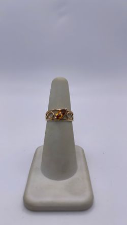 14k gold ring with amber CZ