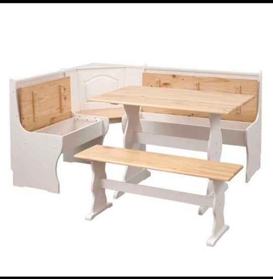 White And Natural Kitchen Nook (NEW In A Box)