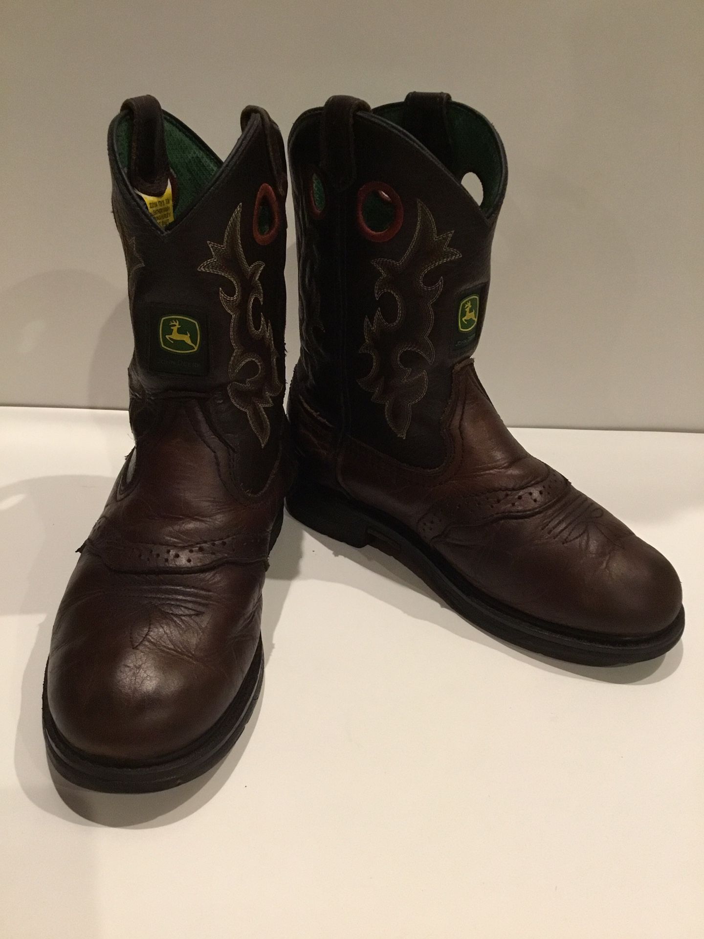 John Deere Leather Youth Boots Size 3.5