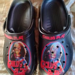 Horror Movie Child Play Black Crocs Shoes Slippers Men Size 8