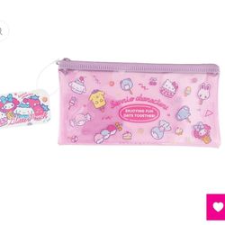 Sanrio Glitter Pouch Pink Character Mix