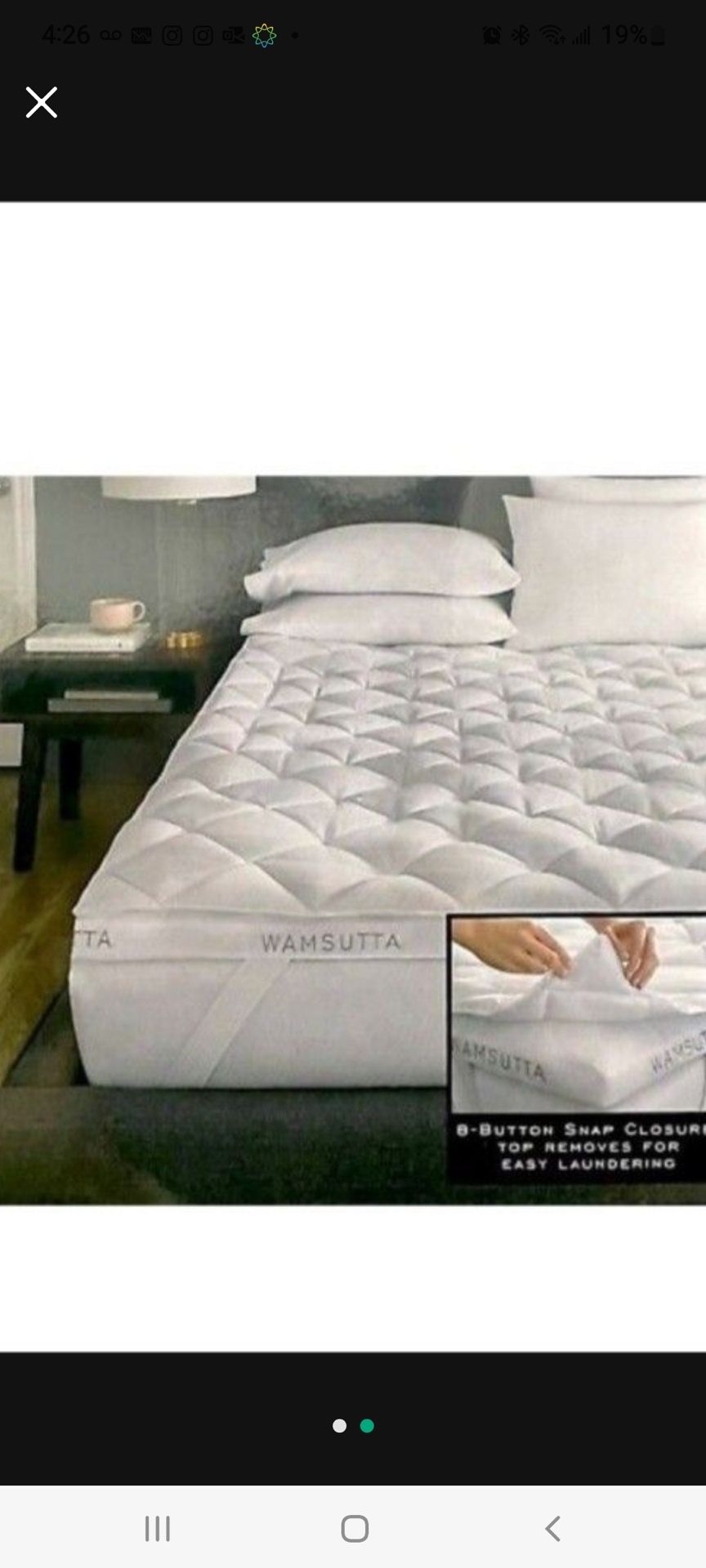 BRAND NEW Wamsutta Double Support Technology Luxury Twin Fiberbed Mattress Pad in White (only size twin), .............. ....... .