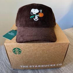 Starbucks x Peanuts Snoopy Pumpkin Corduroy Hat Brown RESERVE MEMBER EXCLUSIVE