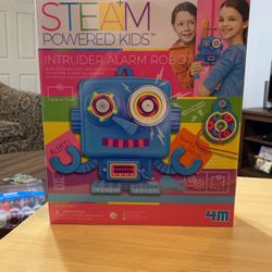 Steam powered kids intruder alarm robot