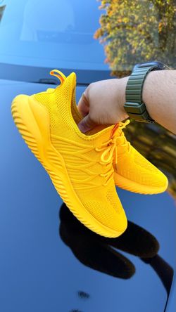 Yellow Knit Athletic Sneakers | US 10.5