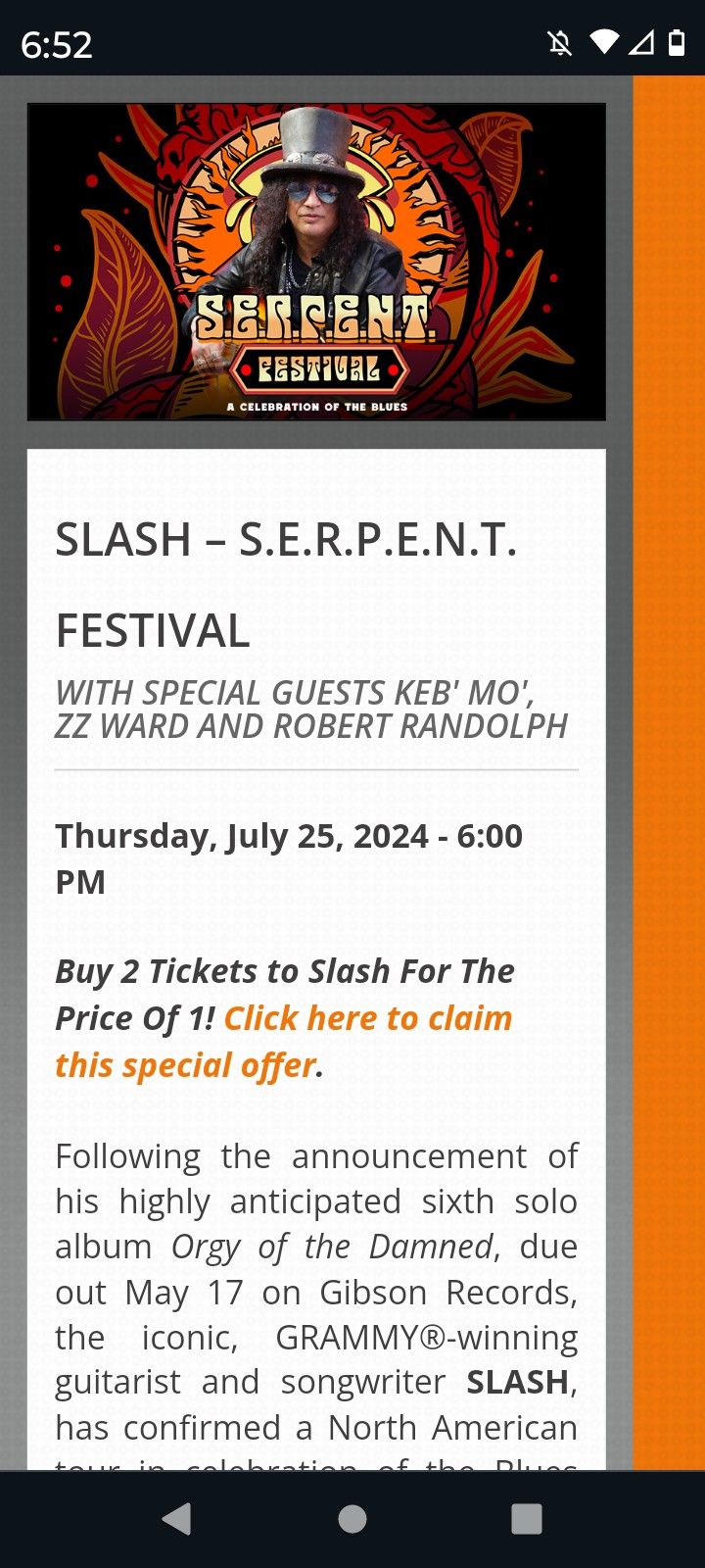Slash From GNR serpent Tour