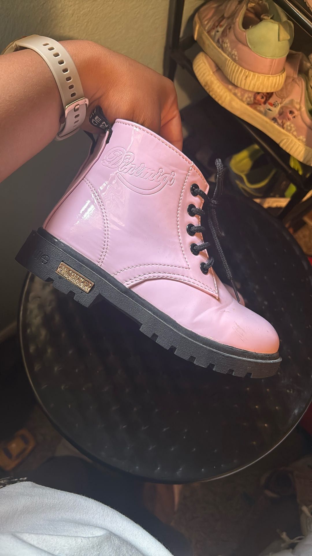 Pink Shiny Combat Boots!