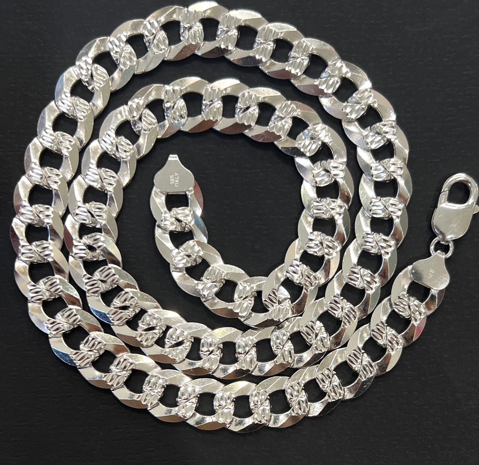 Real Solid 925 sterling Silver Cuban Necklace 12.5mm Thick