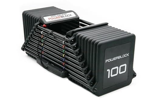 PowerBlock Pro 100 Adjustable Dumbbell, Single 5-100 Lb Dumbbell β Durable Steel Build, Innovative Workout Equipment, All-in-One Dumbbell, Strength