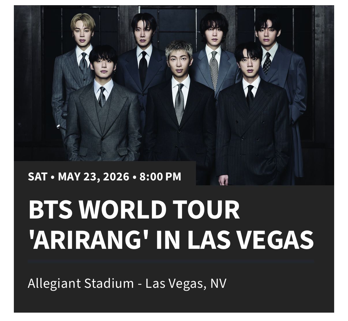 2 Tickets - BTS Tour - Las Vegas