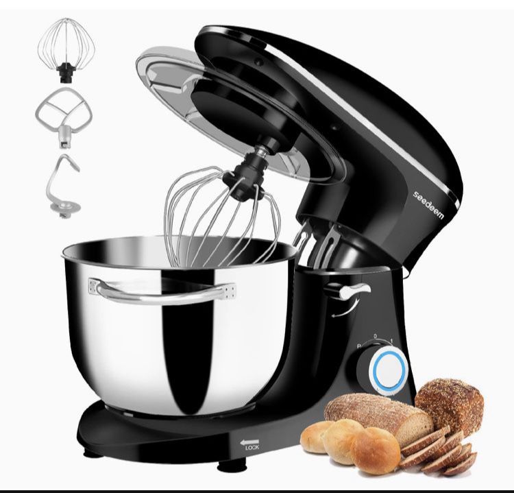 Seedeem Stand Mixer, 6Qt Electric Food Mixer, 660W 6-Speeds Tilt-Head Dough Mixers with Dishwasher-Safe Dough Hook, Wire Whip & Beater for Daily Use, 