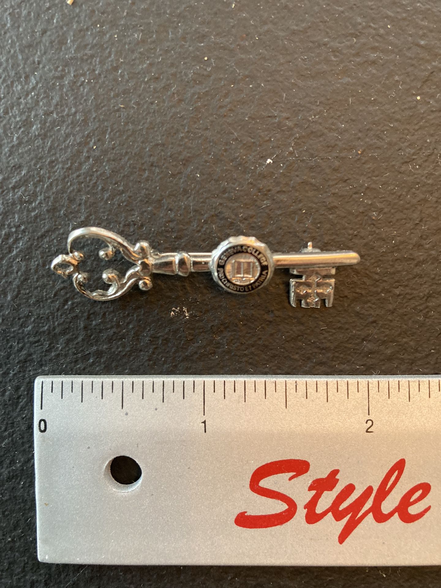 Geneva College Silver Key Pin