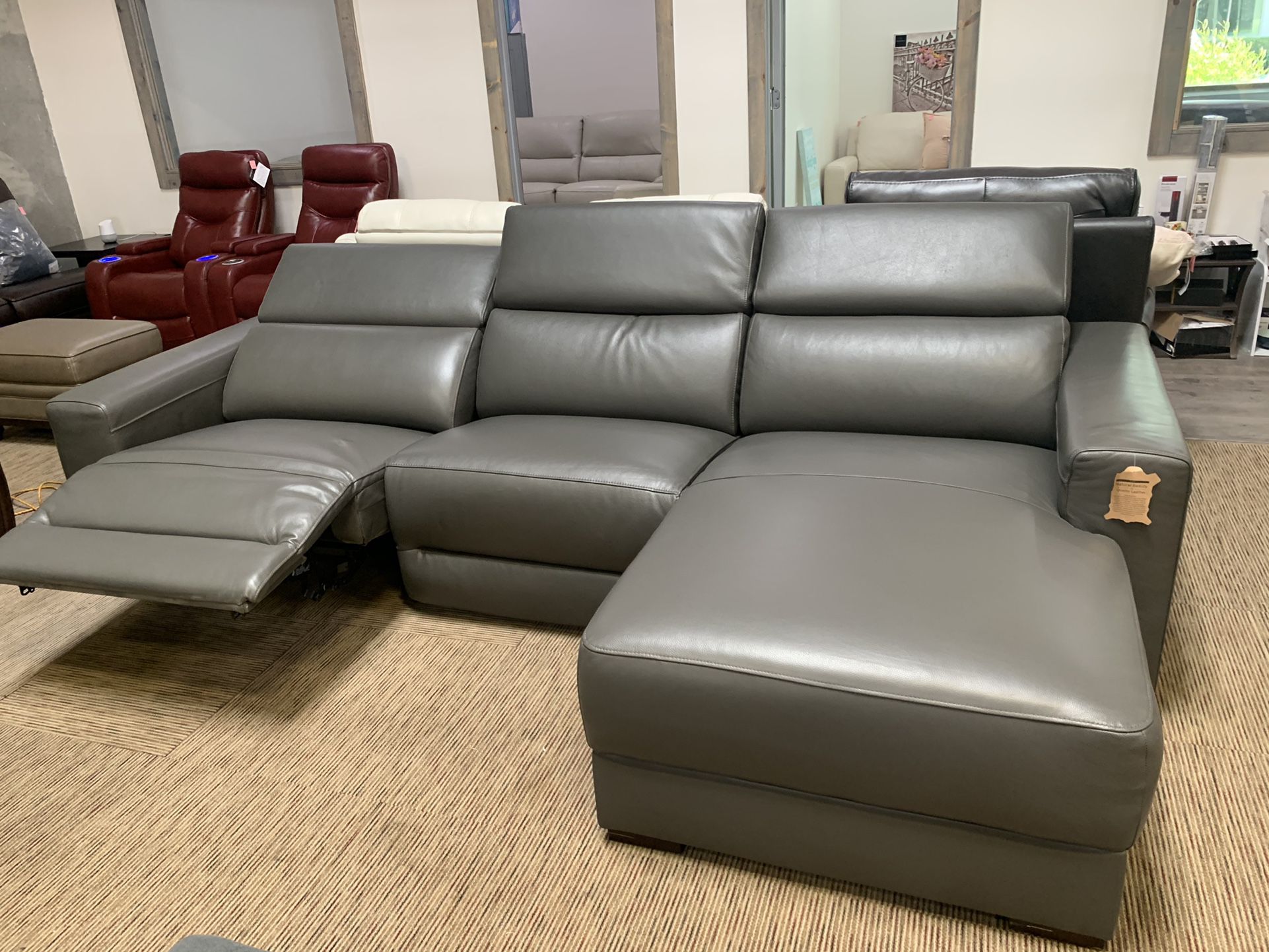 nevio 3-pc leather sectional sofa