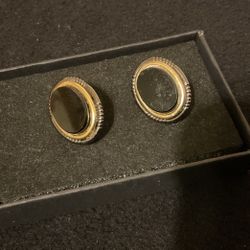 Vintage Clip On Earrings By Trifari ..(metallic Gray ,gold ,& Silver)