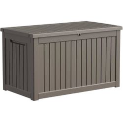 280 Gallon Resin Deck Box, Lockable Patio Outdoor Storage Box for Furniture, Garden Tools and Tools Storage, Waterproof Outside Storage Boxes - Grey