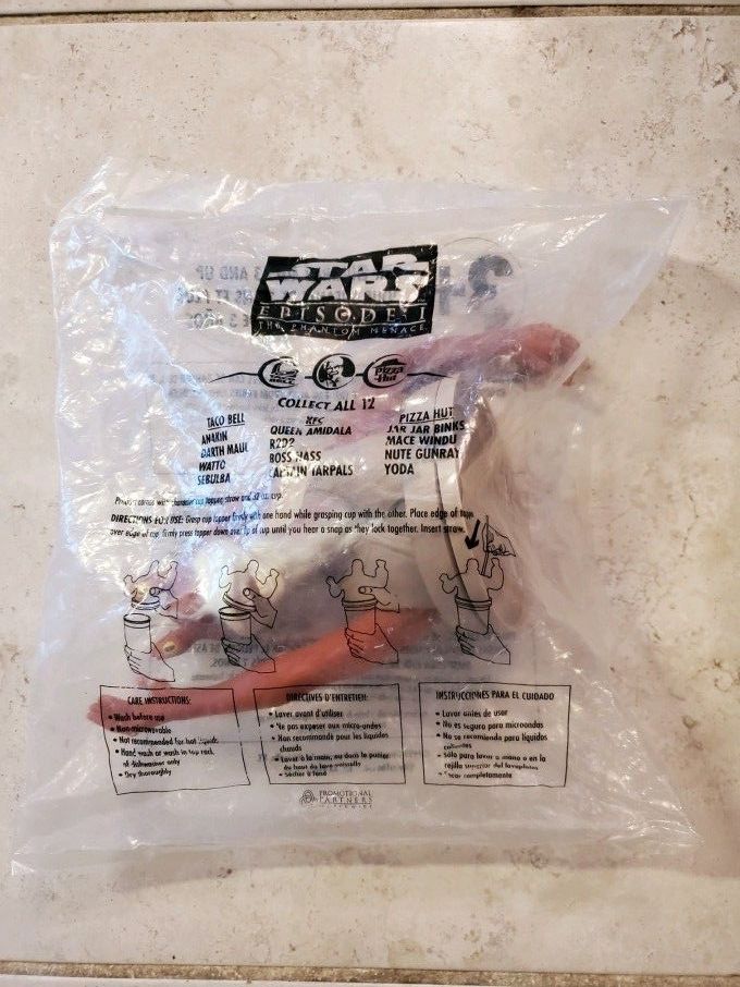 Vintage Star Wars Episode 1 The Phantom Menace Jar Jar Binks Cup Topper New In Package