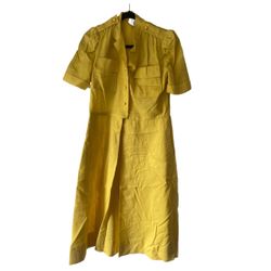 Vintage 70s Nardis of Dallas yellow Abstract Polyester Safari MIDI front Pocket Dress Sz 8 women’s   Dimensions   Length 40” Pit to pit 19.5” across  