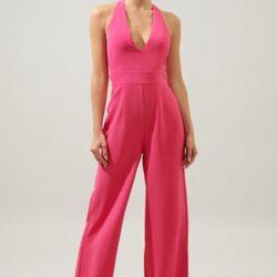 Hot Pink Halter Jumpsuit - For Pickup Only