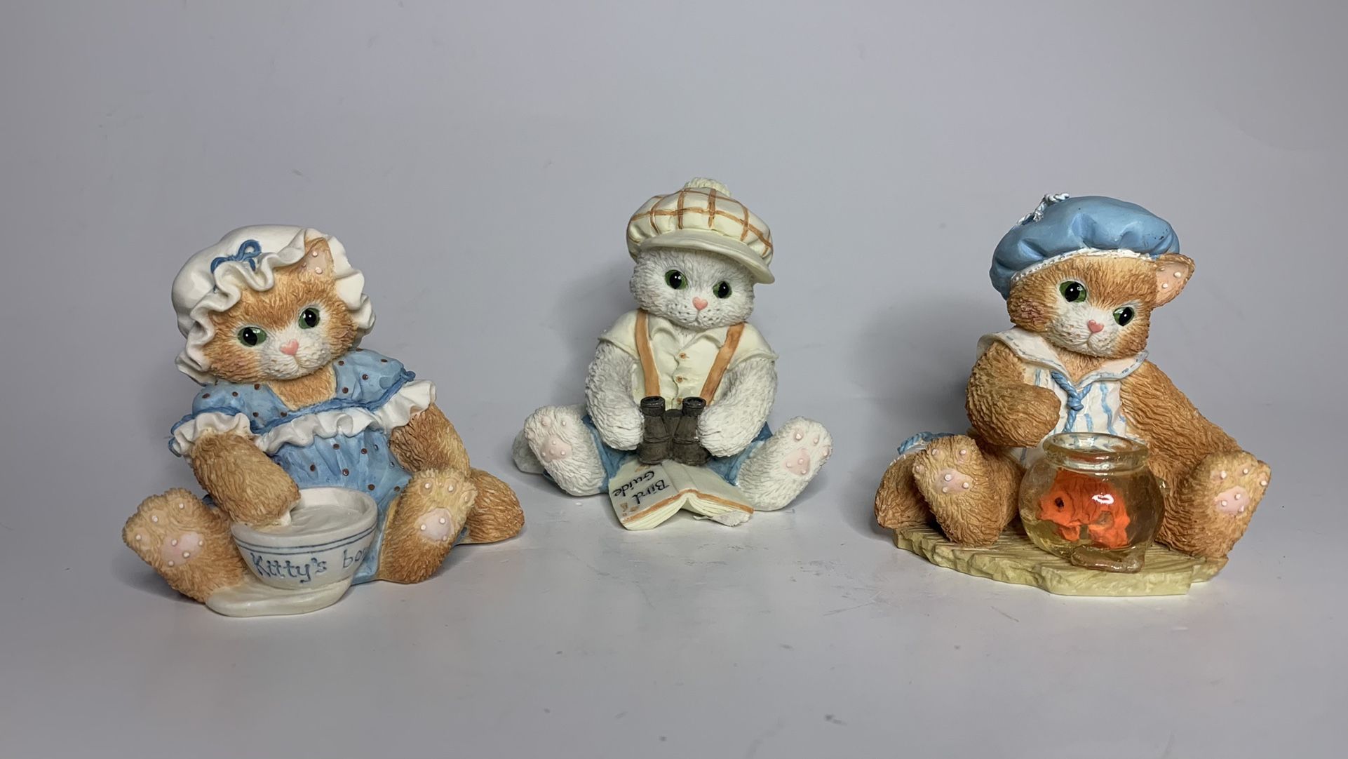Vintage 1994 Enesco Calico Kittens Figurines Finicky, Observant, Mischievious