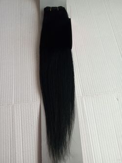 18" New Jet-black #1 Weft Human Hair Extensions - get length and fullness