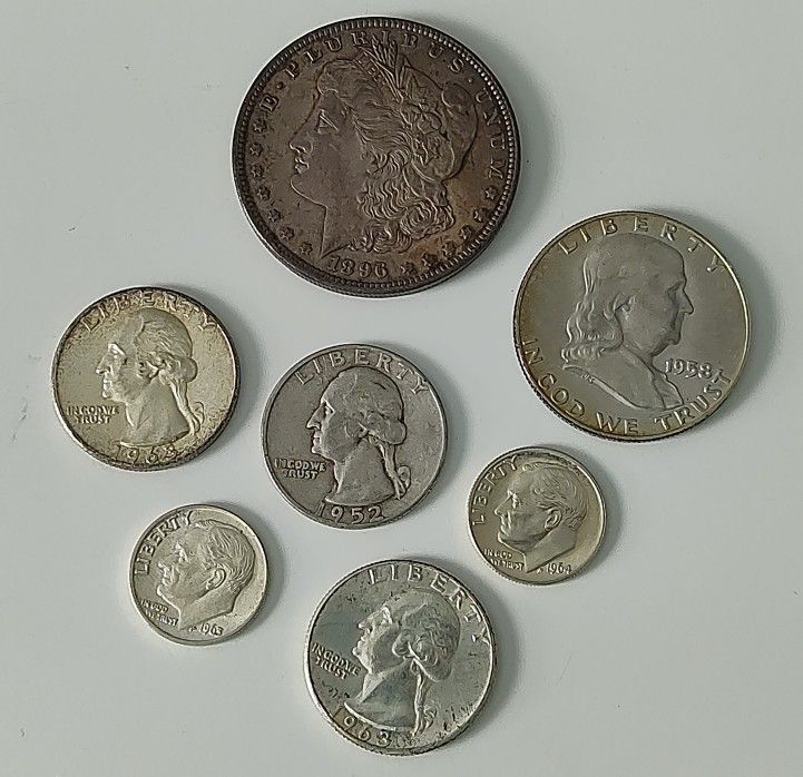 Lot Of 7 90% Silver Coins.
