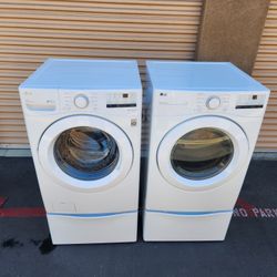 LG Front Load Washer And Gas Dryer W Pedestal 