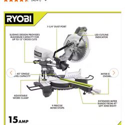 10" 15 amp  Corded Ryobi Miter Saw