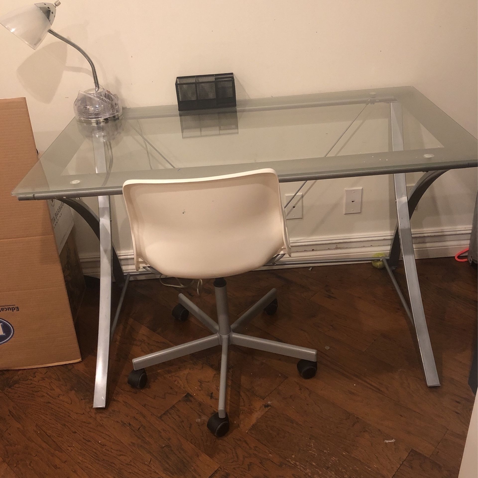 Glass And Metal Desk 48Lx28Dx30H 