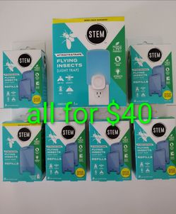 STEM Light Trap, Attracts and Traps Flying Insects, Emits Soft Blue Light Starter Kit ( 1 device + 13 refill)