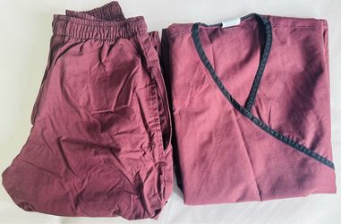 Burgundy scrub Set Top and Pants