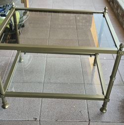 Vintage Mid Century 2 Tier Brass & Glass Table