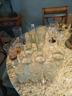 Coke, Budweiser, Royal Caribbean glasses