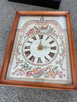 Vintage Clock Face in Wooden Glass Locking Case